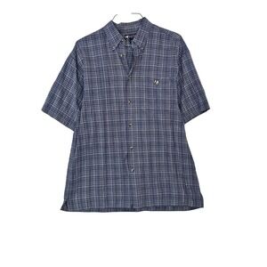 Vintage Big Dogs Mens Large Plaid Short Sleeve Button Down Shirt Fun Attitude